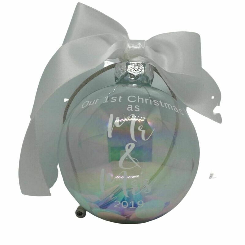 Mr and Mrs First Christmas Decoration Bauble  - 8cm
