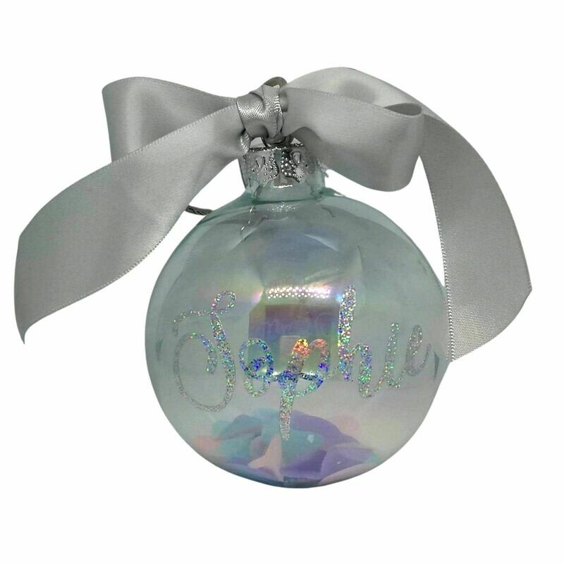 Personalised Christmas Bauble with Confetti - 8cm