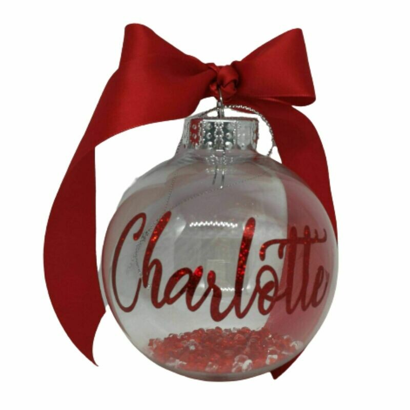 Sparkly Christmas Personalised Bauble 8cm