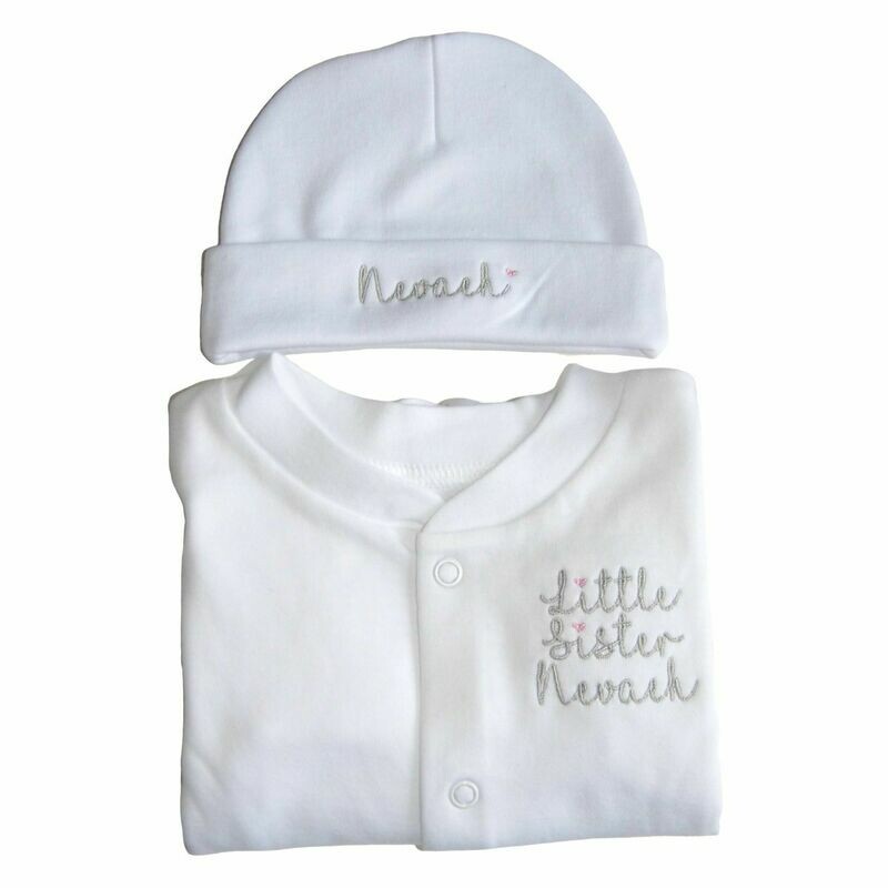 Personalised Matching Baby Set Sleepsuit & Hat
