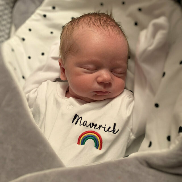 Personalised Rainbow Baby Sleepsuit with Embroidered Name