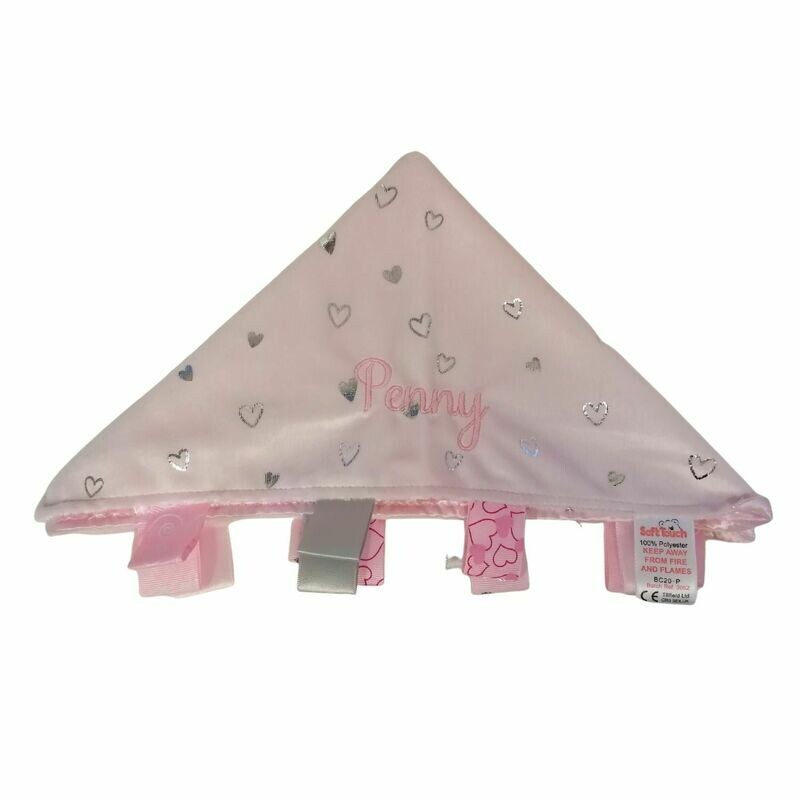 Personalised Baby Girl Comfort Blanket Pink Hearts