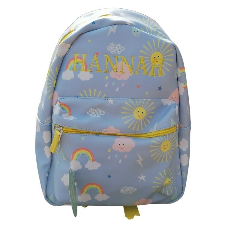 Personalised Girls Rainbow & Sunshine Backpack