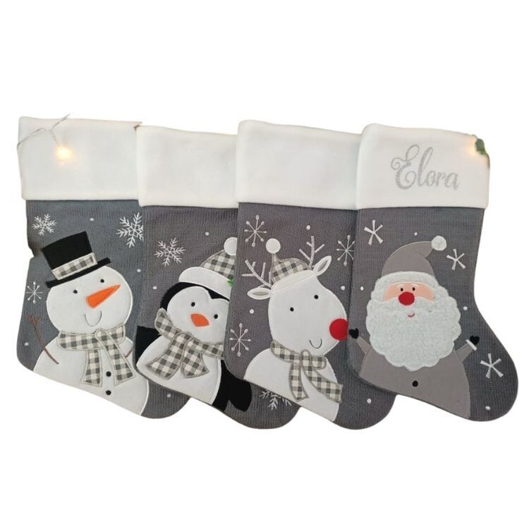 Personalised Knitted Christmas Stocking - Santa, Reindeer, Penguin, Snowman