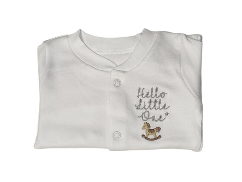 Personalised Baby Sleepsuit with Embroidered Rocking Horse