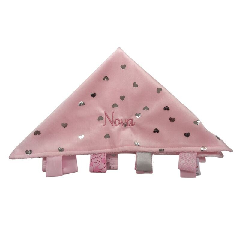 Personalised Pink Heart Baby Comforter