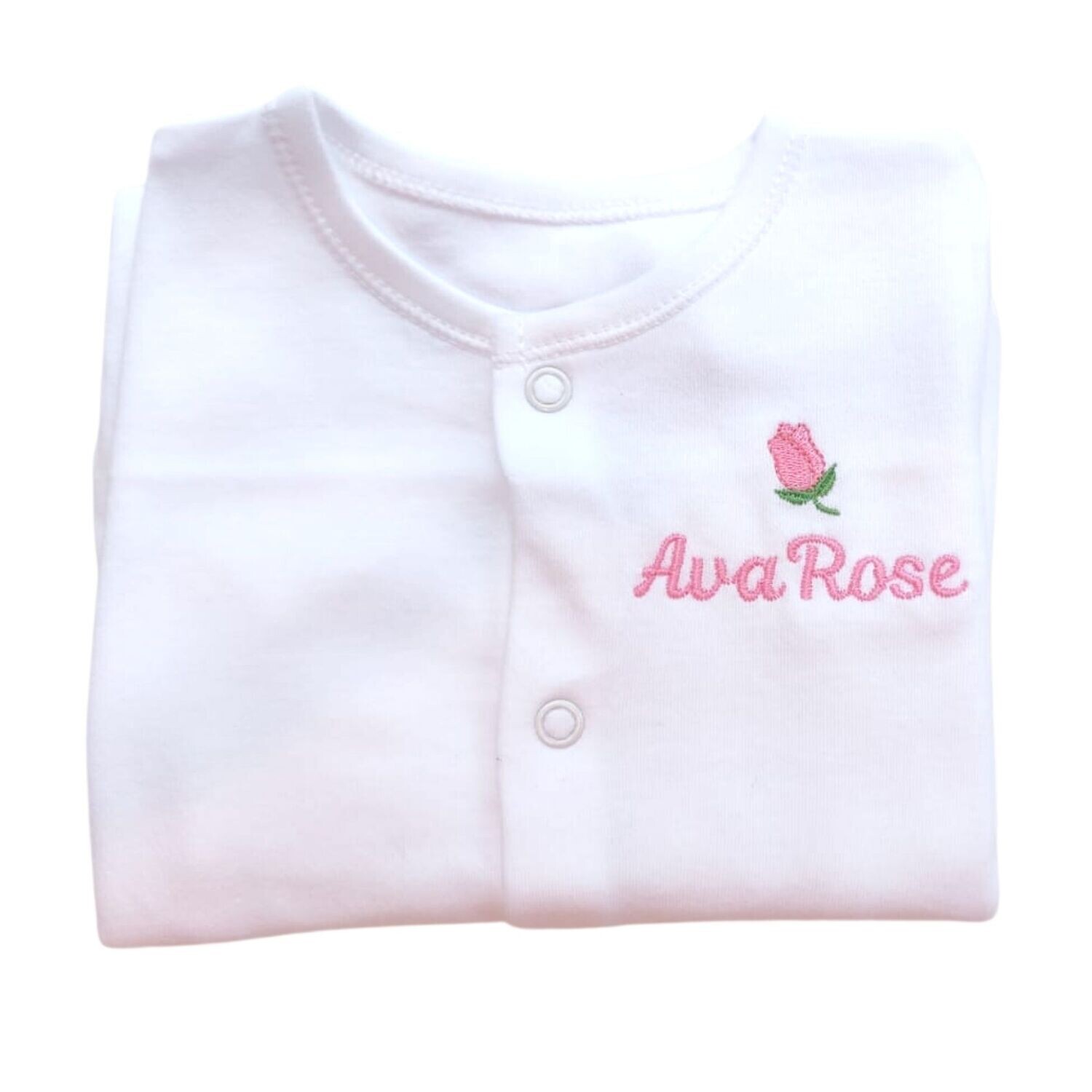 Personalised Flower Rose Baby Sleepsuit