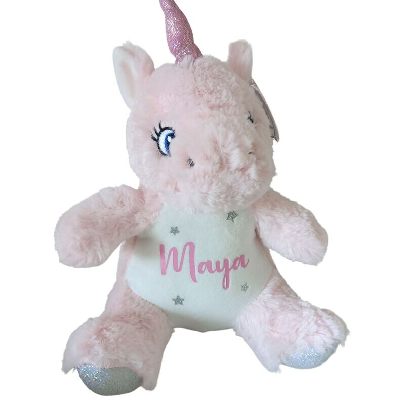 Personalised Unicorn Soft Toy with Baby Name