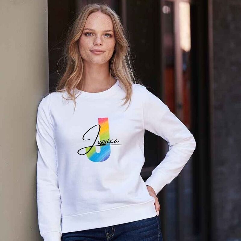 Women's Personalised Rainbow Initial Sweatshirt