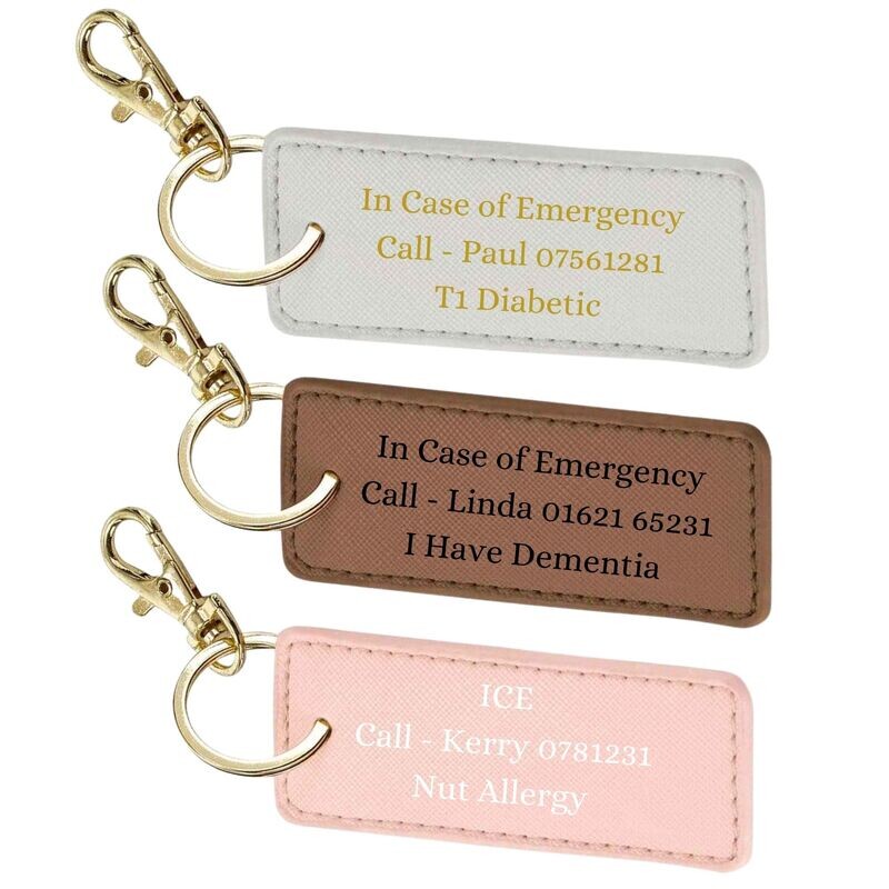 Personalised In Case of Emergency Keyring