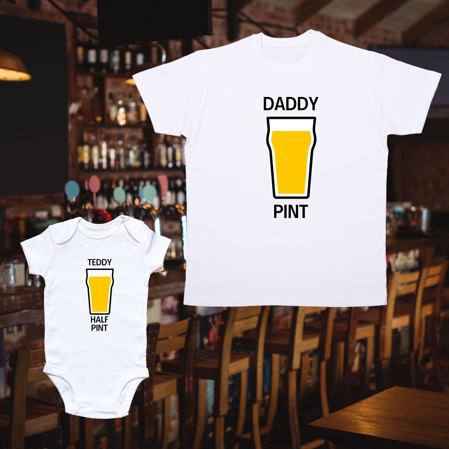Pint & Half Pint, Father & Son Matching T-Shirts