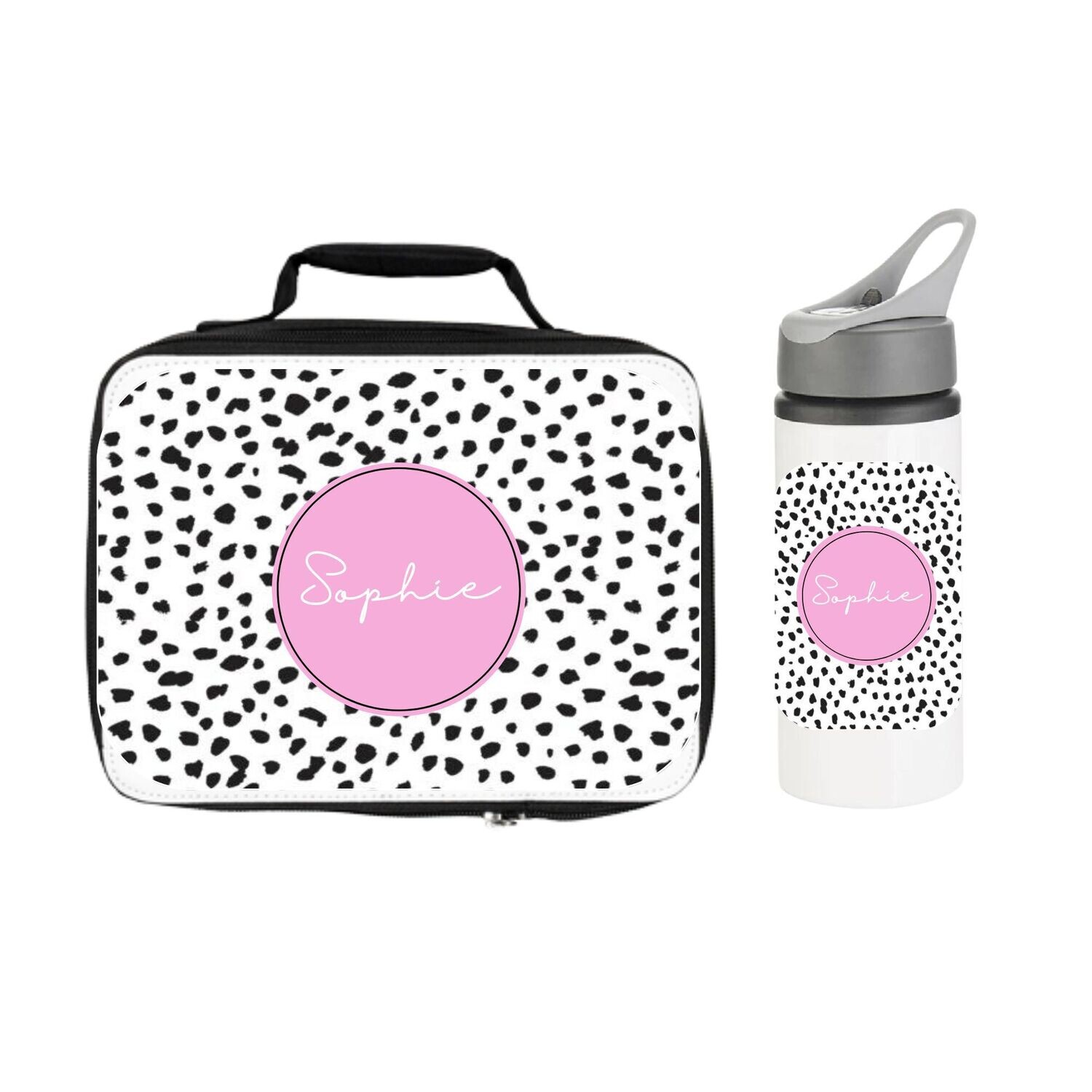 Kids Personalised Lunch Box & Drinks Bottle - Dalmation Print
