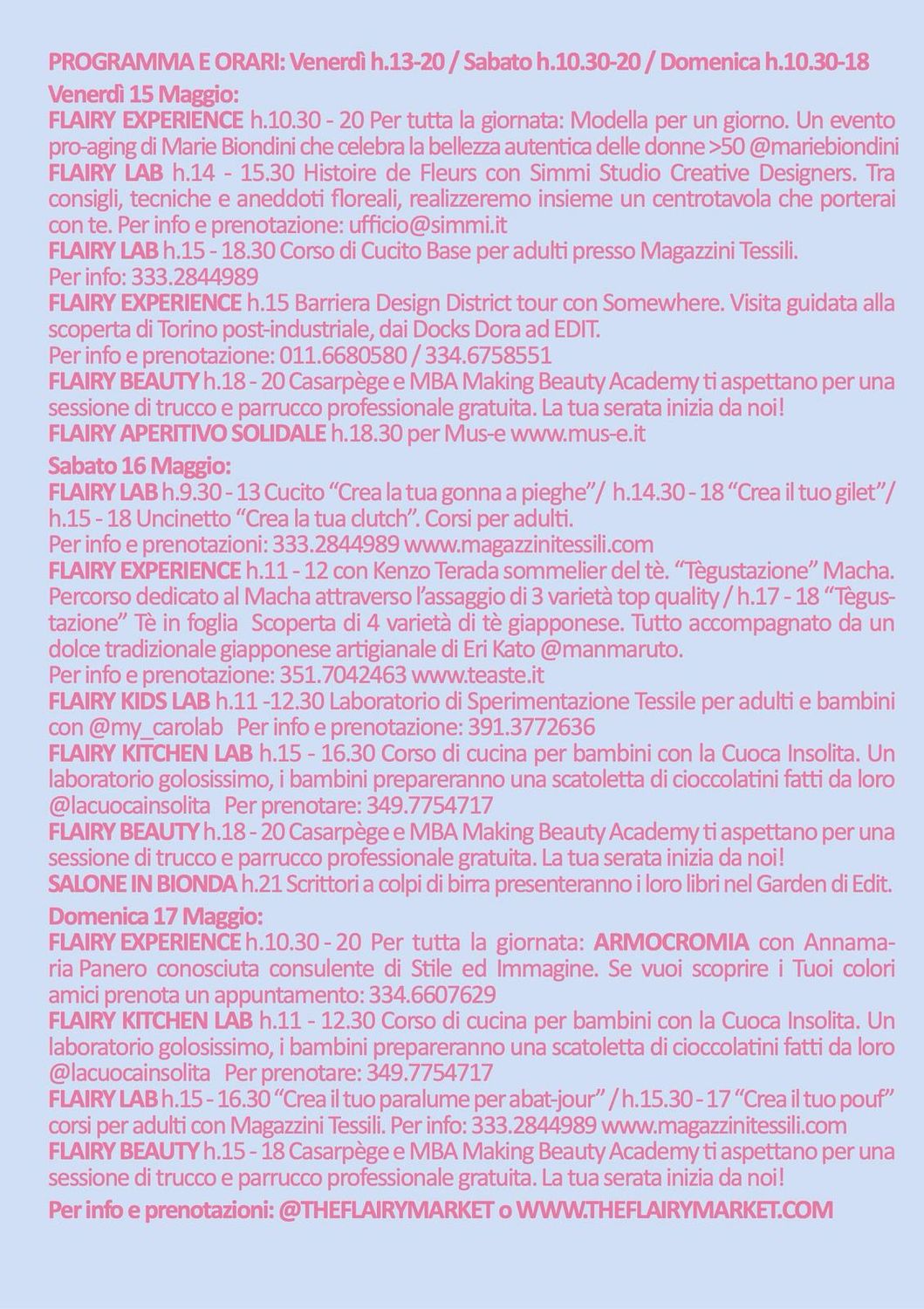 Corsi durante il The Flairy Market di Maggio