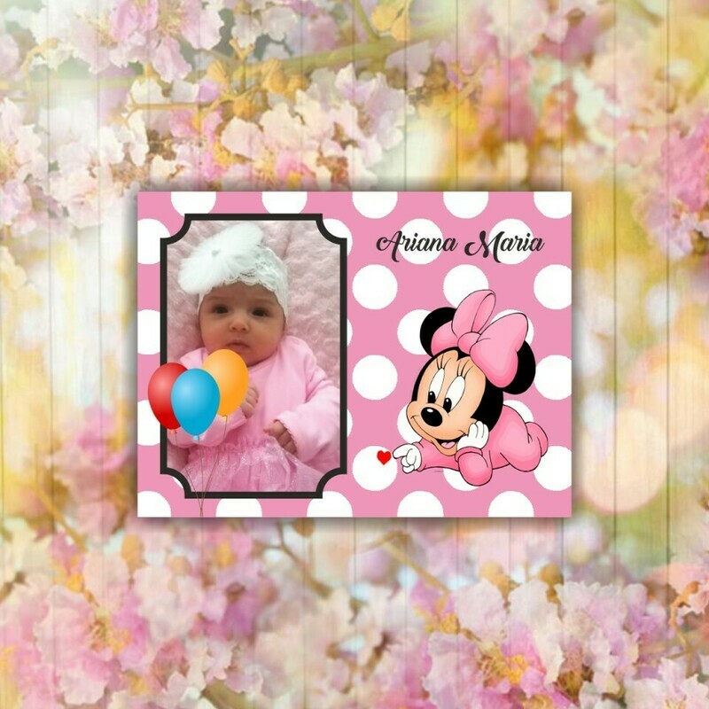 Magnet Personalizat Marturie pentru Botez cu Minnie Mouse