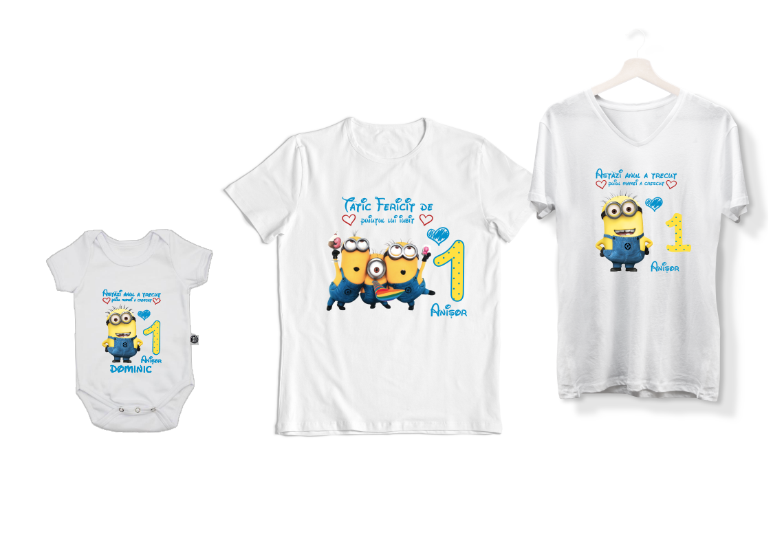 Tricouri Personalizate Set Aniversar Famile Minioni