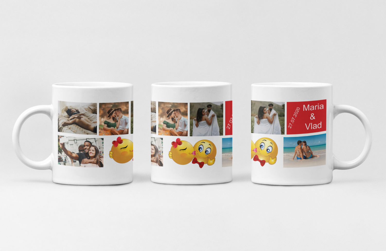 Cană colaj cu 5 poze și text – Cadou personalizat plin de emoție și stil