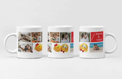 Cană colaj cu 5 poze și text – Cadou personalizat plin de emoție și stil