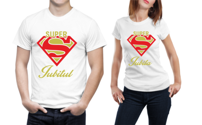 Set tricouri cuplu – „Super Iubitul &amp; Super Iubita” – bumbac 100%, stil super-erou în dragoste