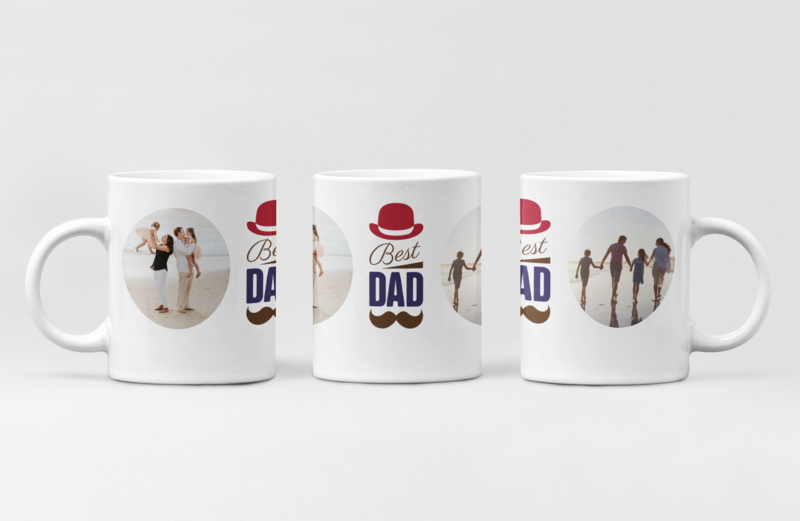 Cană personalizată „Best Dad” cu 2 poze – Cadou emoționant pentru cel mai bun tată