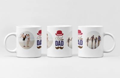 Cana personalizată „Best Dad” cu 2 poze – Cadou emoționant pentru cel mai bun tată