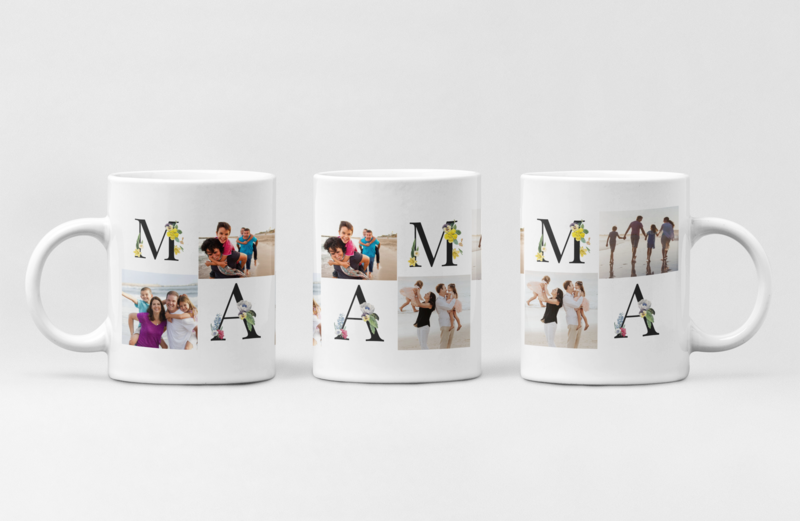Cană personalizată „Mama” cu 4 poze – Cadou de suflet pentru cea mai importantă ființă