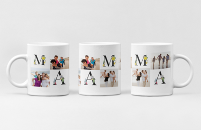 Cana personalizată „Mama” cu 4 poze – Cadou de suflet pentru cea mai importantă ființă