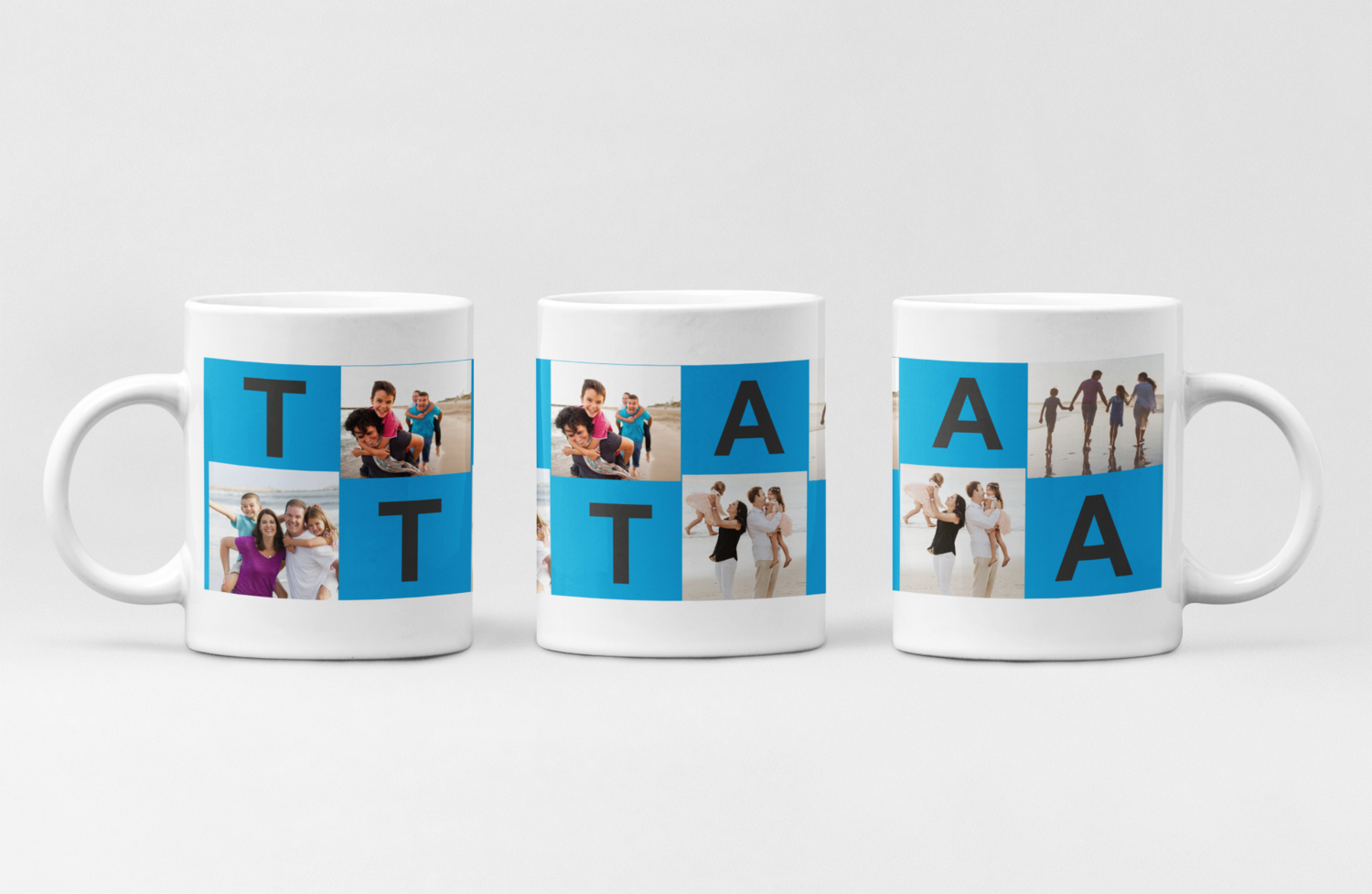 Cană personalizată „Tata” cu 4 poze – Cadou cu suflet pentru cel mai important bărbat din viața ta