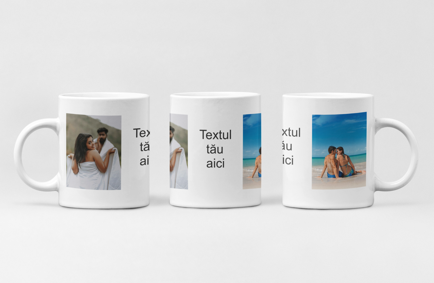 Cană personalizată cu 2 poze și text – Cadou unic cu amintiri și mesaj din inimă