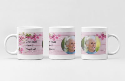 Cana personalizată „Cea mai bună Bunică” cu poză – Cadou emoționant pentru o inimă caldă