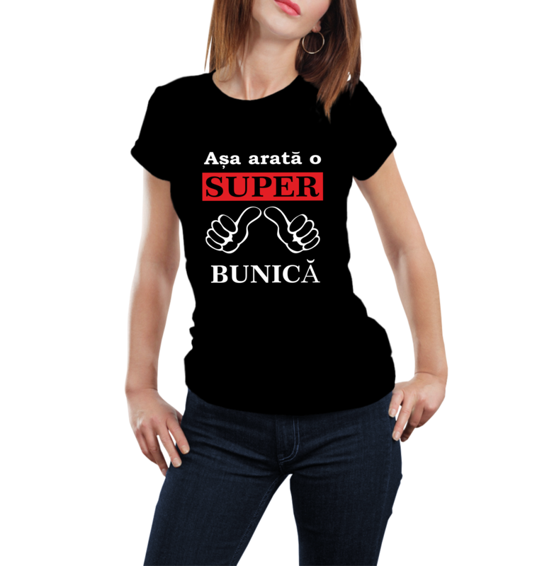 Tricou „Așa arată o SUPER bunică” – bumbac 100%, cadou emoționant și haios
