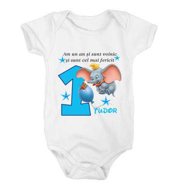 Body personalizat Am un an cu elefant