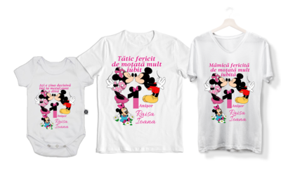 Set tricouri personalizate Familie – „Disney Magic” cu Minnie &amp; Mickey, aniversare 1 an