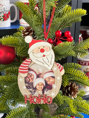 Ornament pentru brad, din lemn, cu insertie poza