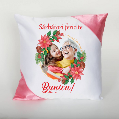Perna personalizata cu poza - Sarbatori fericite, bunica
