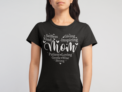 Tricou „Mom” cu mesaje emoționante – bumbac 100%, ideal de Ziua Mamei