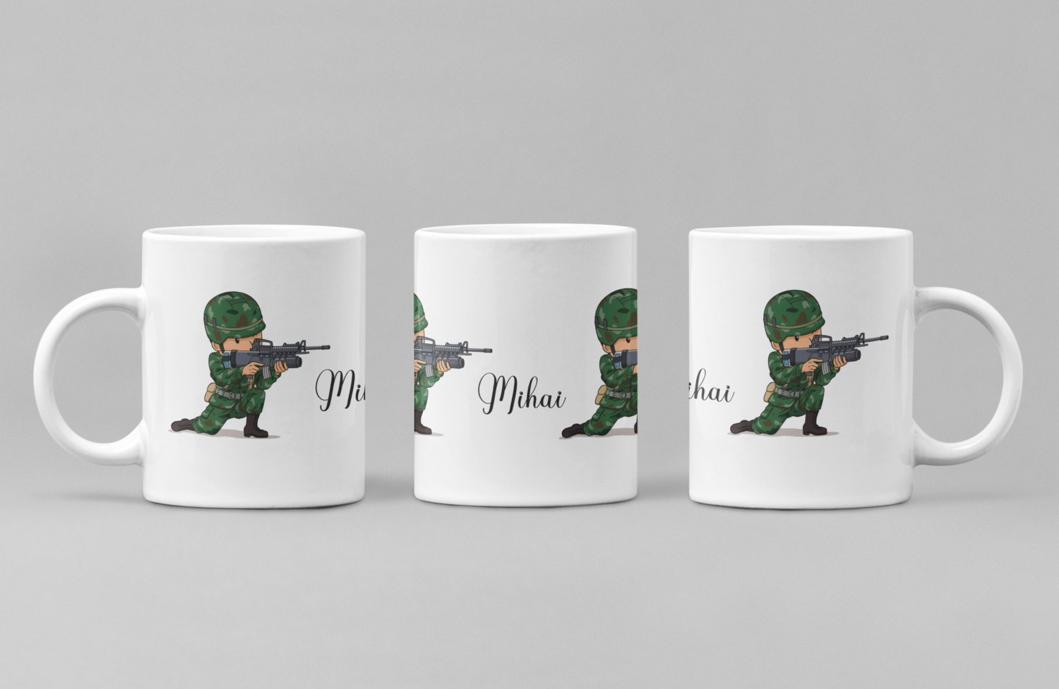 Cană personalizată „Soldat” cu nume – Cadou de respect pentru un apărător adevărat
