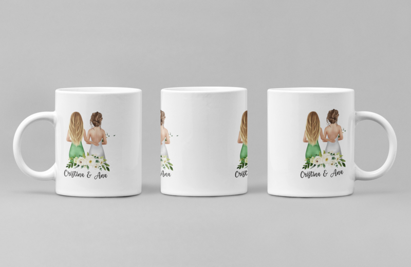 Cană personalizată pentru nașă sau domnișoare – Cu nume și design feminin