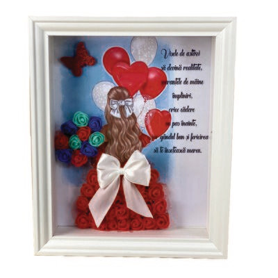 Tablou 3D cu flori și mesaj aniversar