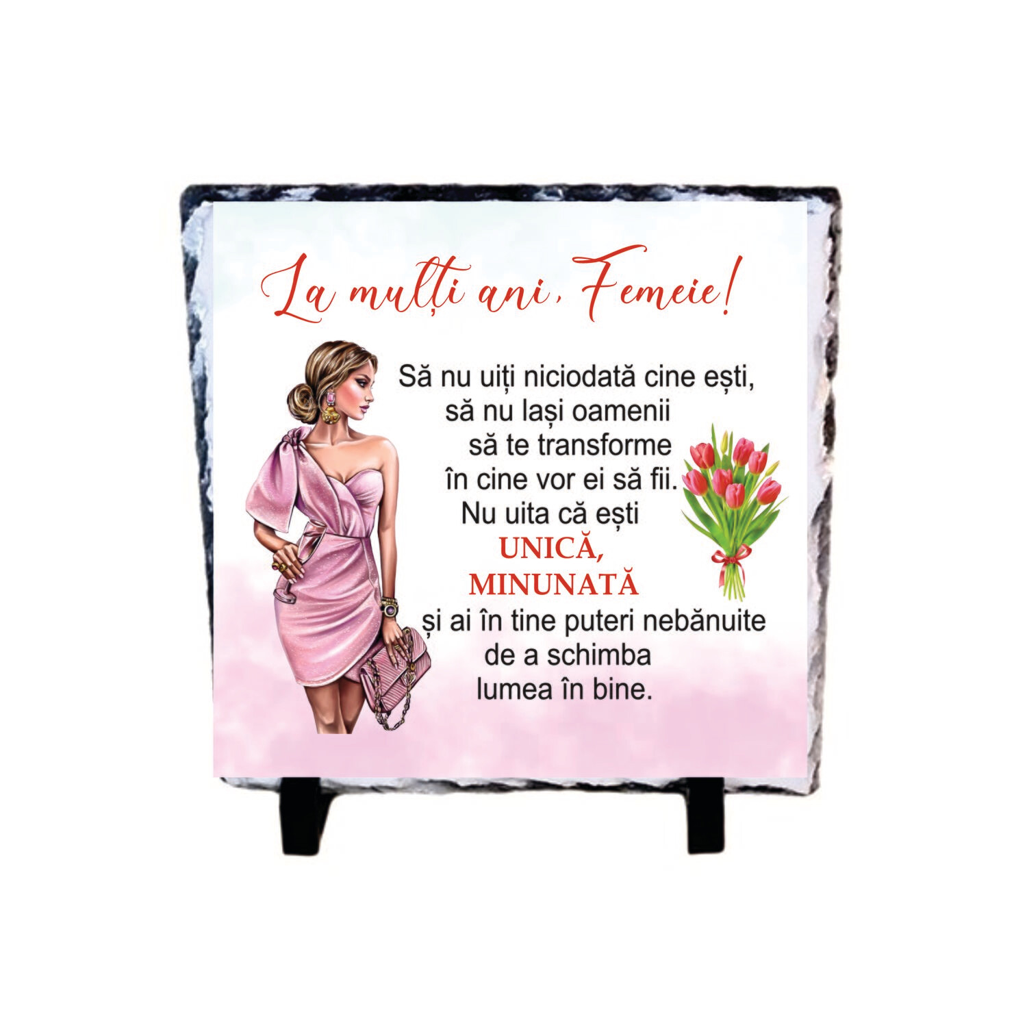 Piatră ardezie – Cadou de Ziua Femeii cu mesaj inspirațional