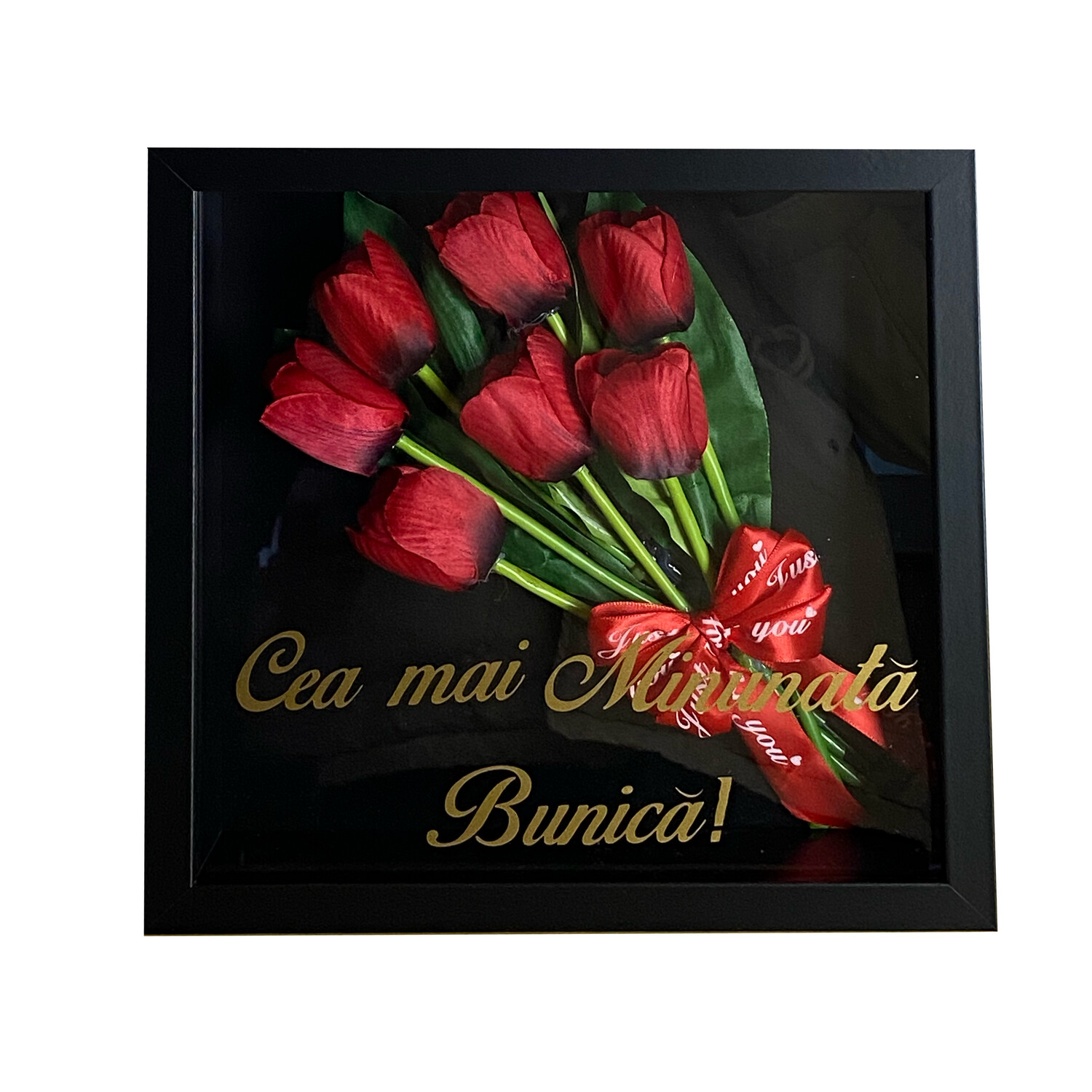 Tablou 3D cu mesaj - Cea mai minunata bunica, 25x25 cm