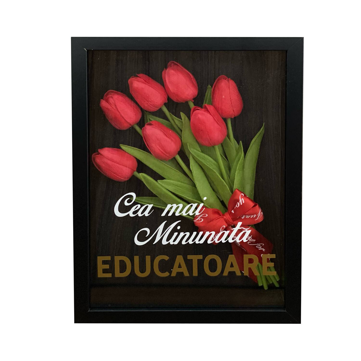 Tablou 3D cu mesaj - Cea mai minunata educatoare, 21x25 cm