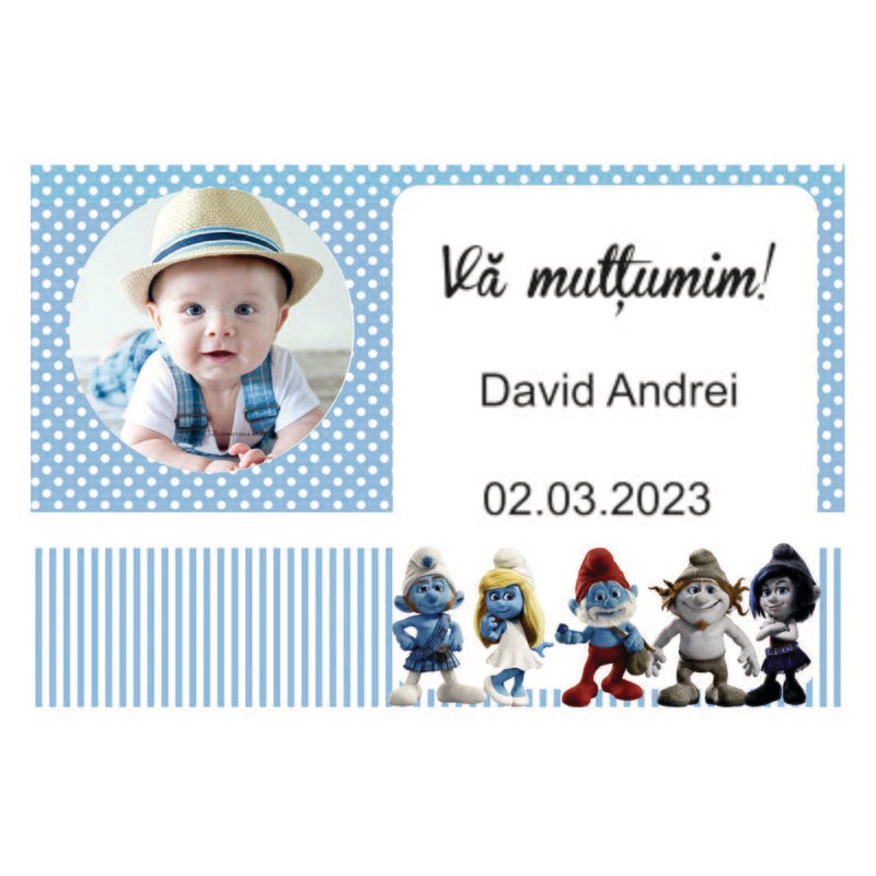 Magnet Mărturie Botez Băiețel – Model 4 | Personalizat cu Poză, Nume și Dată