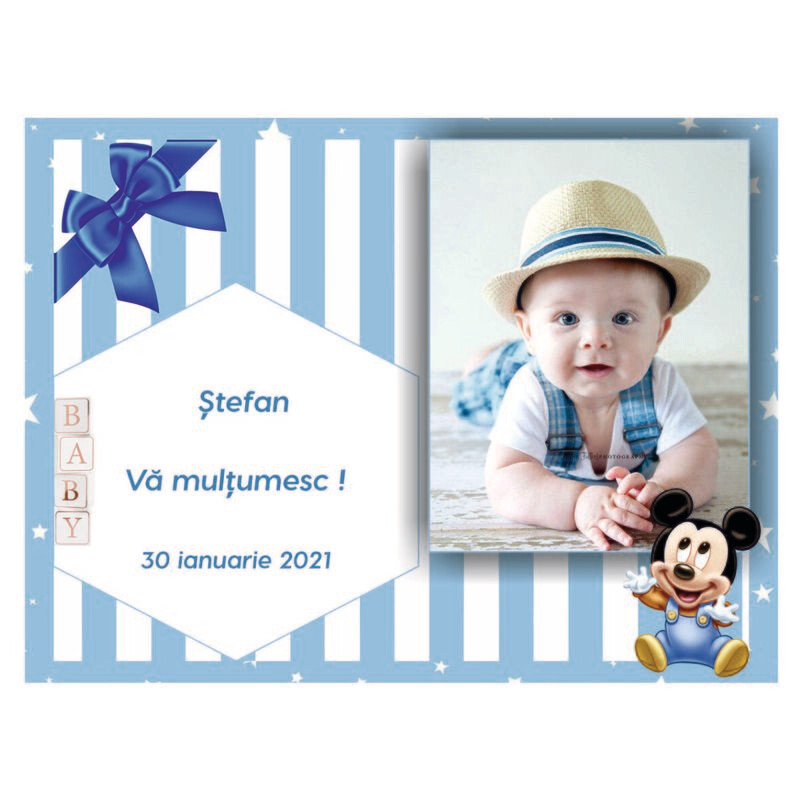 Magnet Mărturie Botez Băiețel – Model 5 | Personalizat doar cu Poză, Nume și Dată