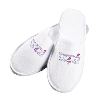 Papuci Mireasă „Menyasszony” – Model Floral Mov | Mărime Universală | Comozi și Delicați