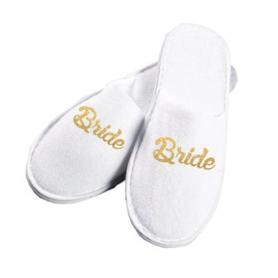 Papuci Mireasă „Bride” cu Sclipici Auriu | Mărime Universală