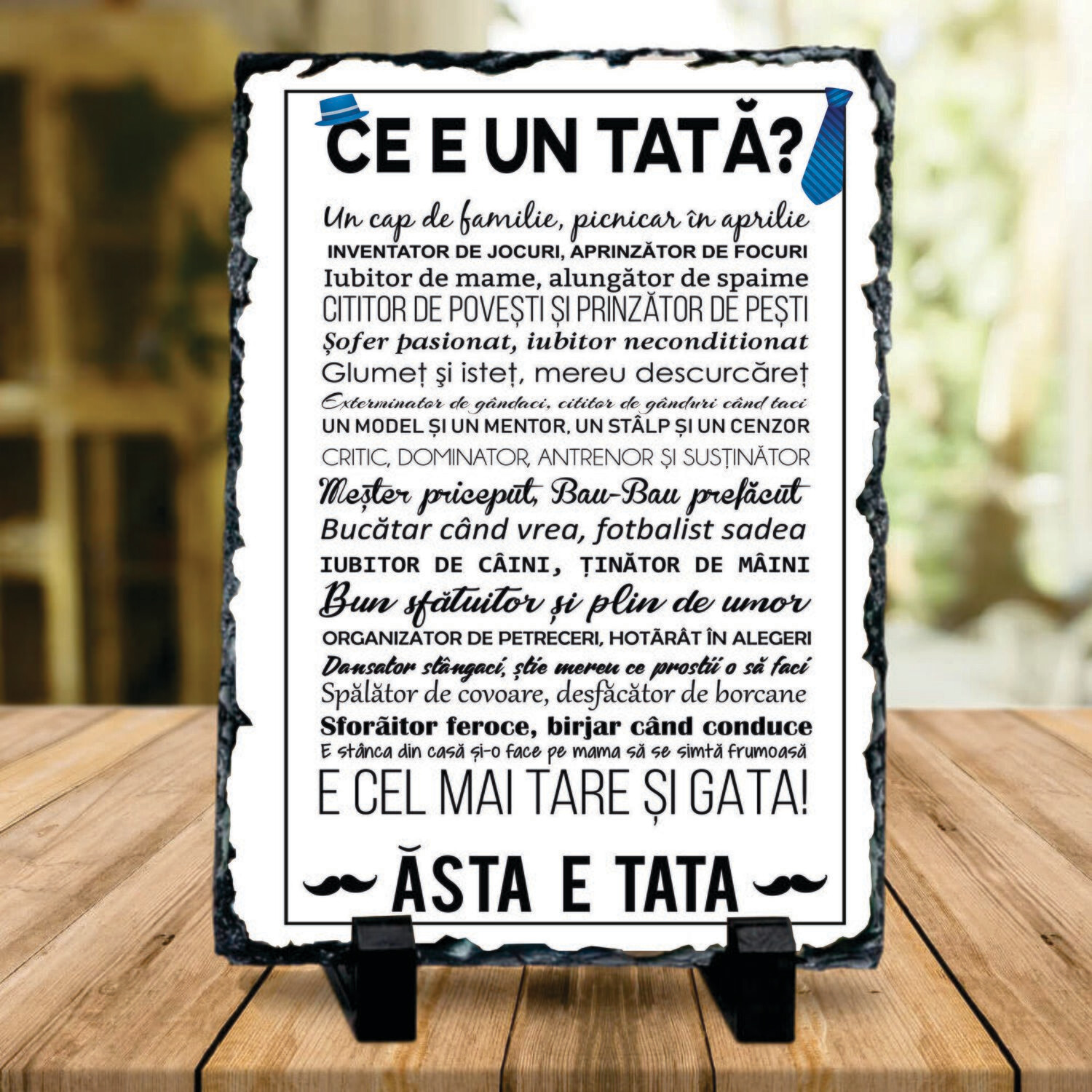 Placă ardezie cu mesaj pentru tata - Ce e un tata