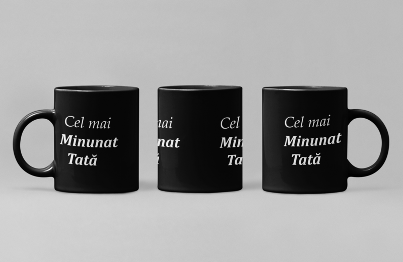 Cană neagră „Cel mai minunat Tată” – Cadou elegant și emoționant pentru un super-tată