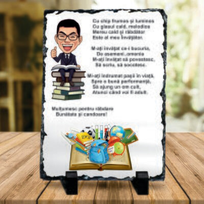 Piatra ardezie – Cadou pentru învățător, cu versuri de mulțumire