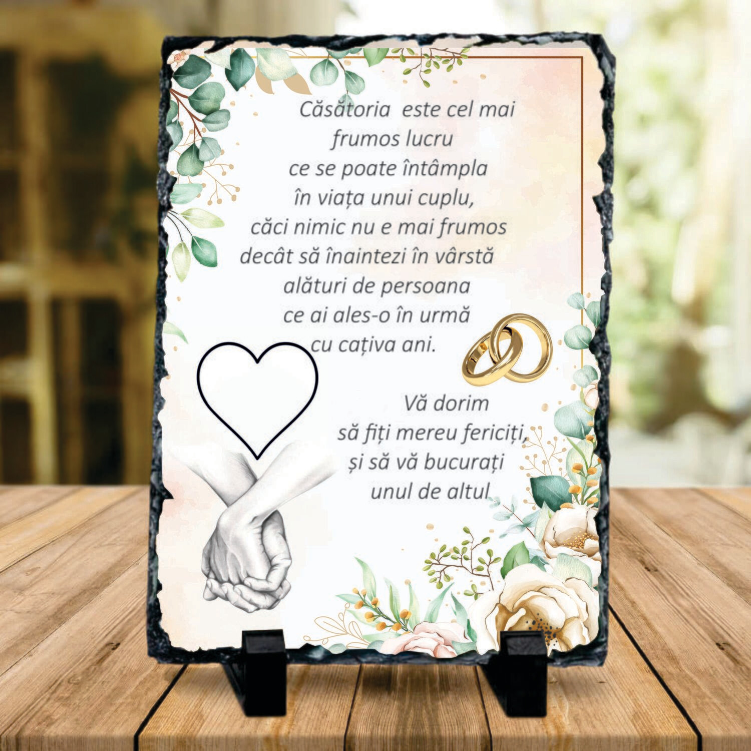 Piatră ardezie – Mesaj de felicitare pentru aniversarea căsătoriei