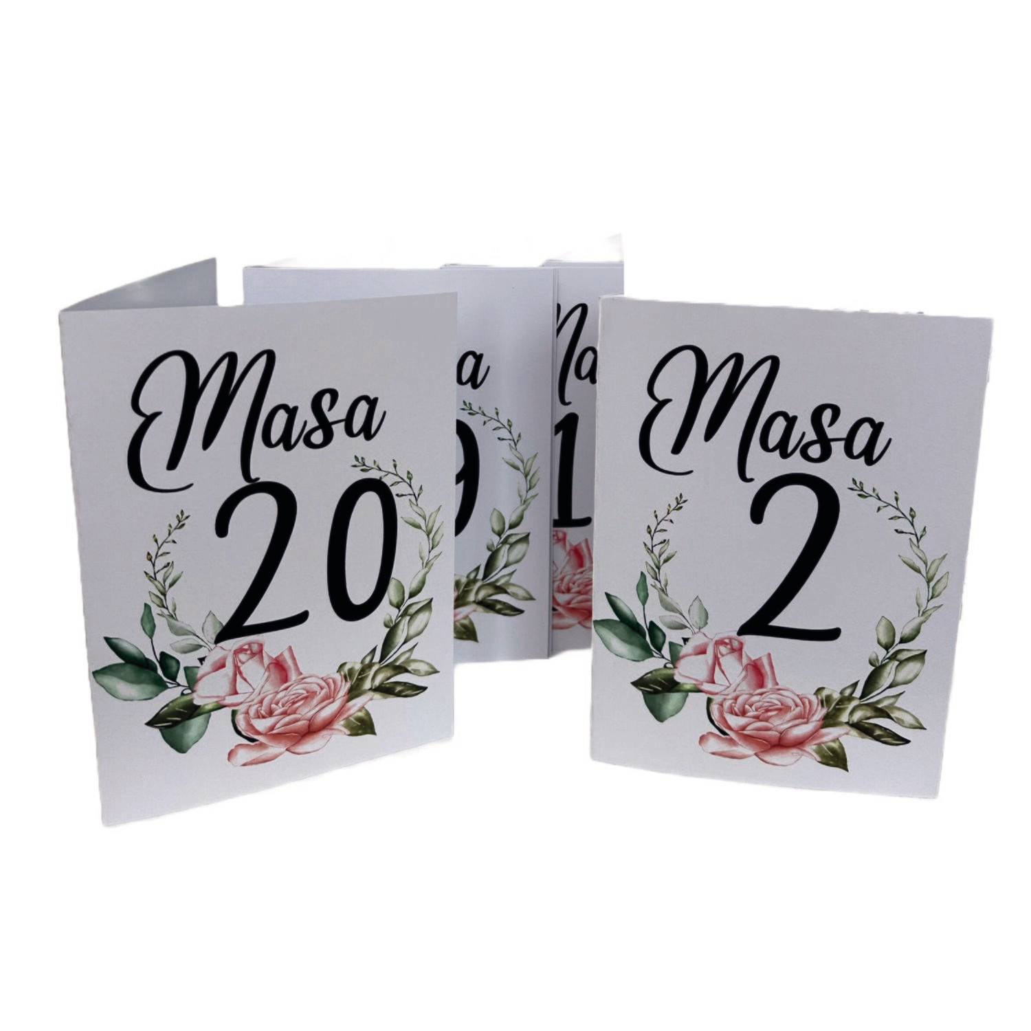 Numere de masă A5 – model 1 floral cu trandafiri roz